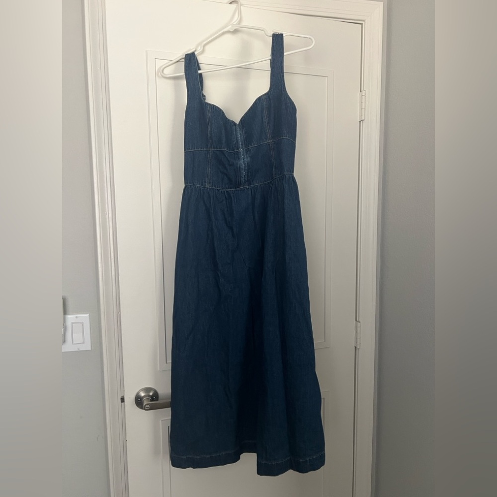 Vici Gianni Blue Denim Midi Dress with Square Neck - Picture 4 of 7